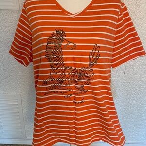 Ulla Popken 20/22 Tee Orange White Stripe